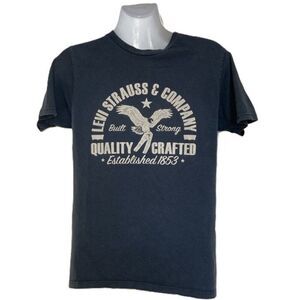 LEVIS Strauss and Company Henley Graphic Logo Blue UNISEX Tshirt Youth Small